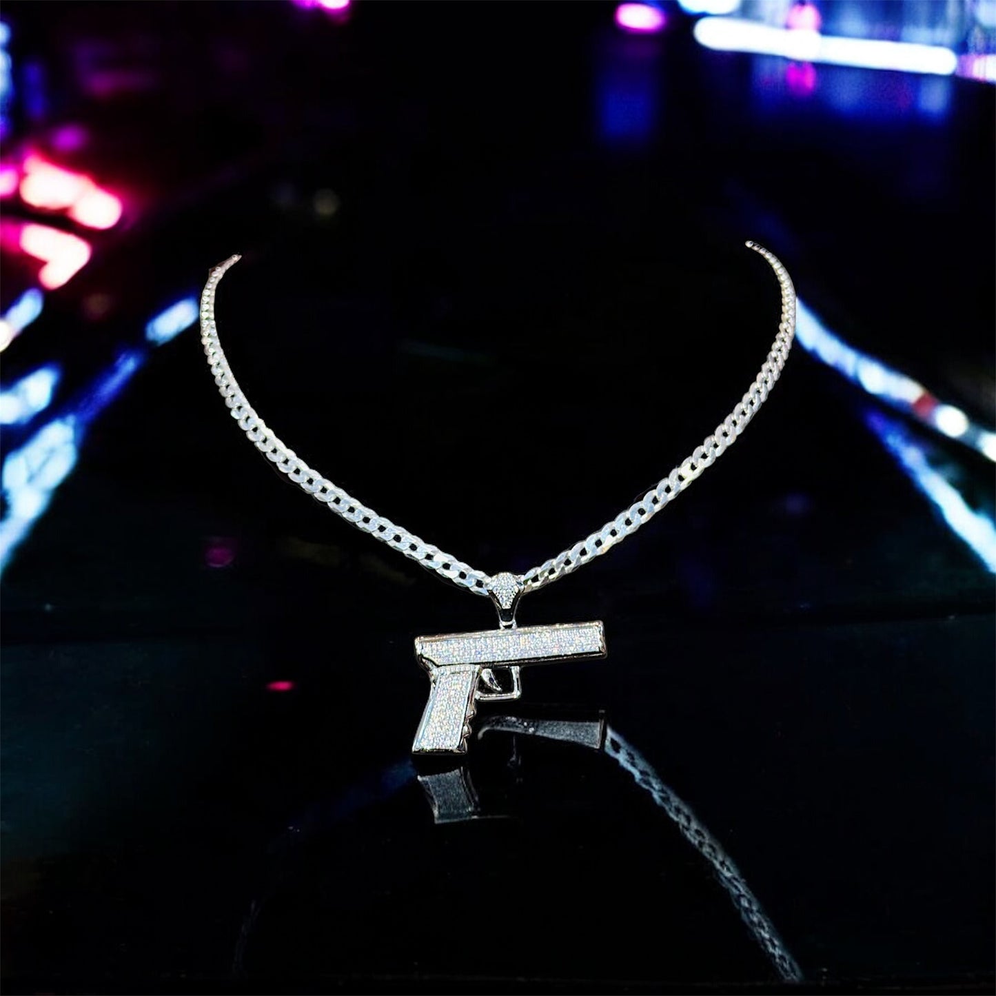 Full-Pavé Pistol Pendant