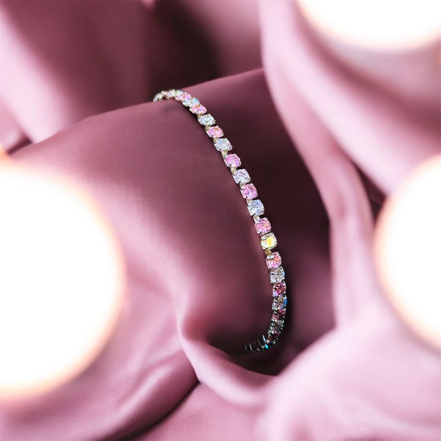 Rainbow Tennis Stretch Bracelet