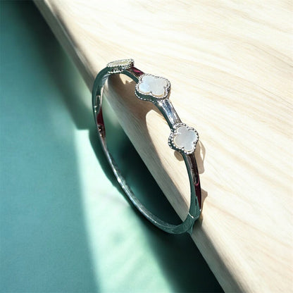 Serene Bloom Silver Bangle