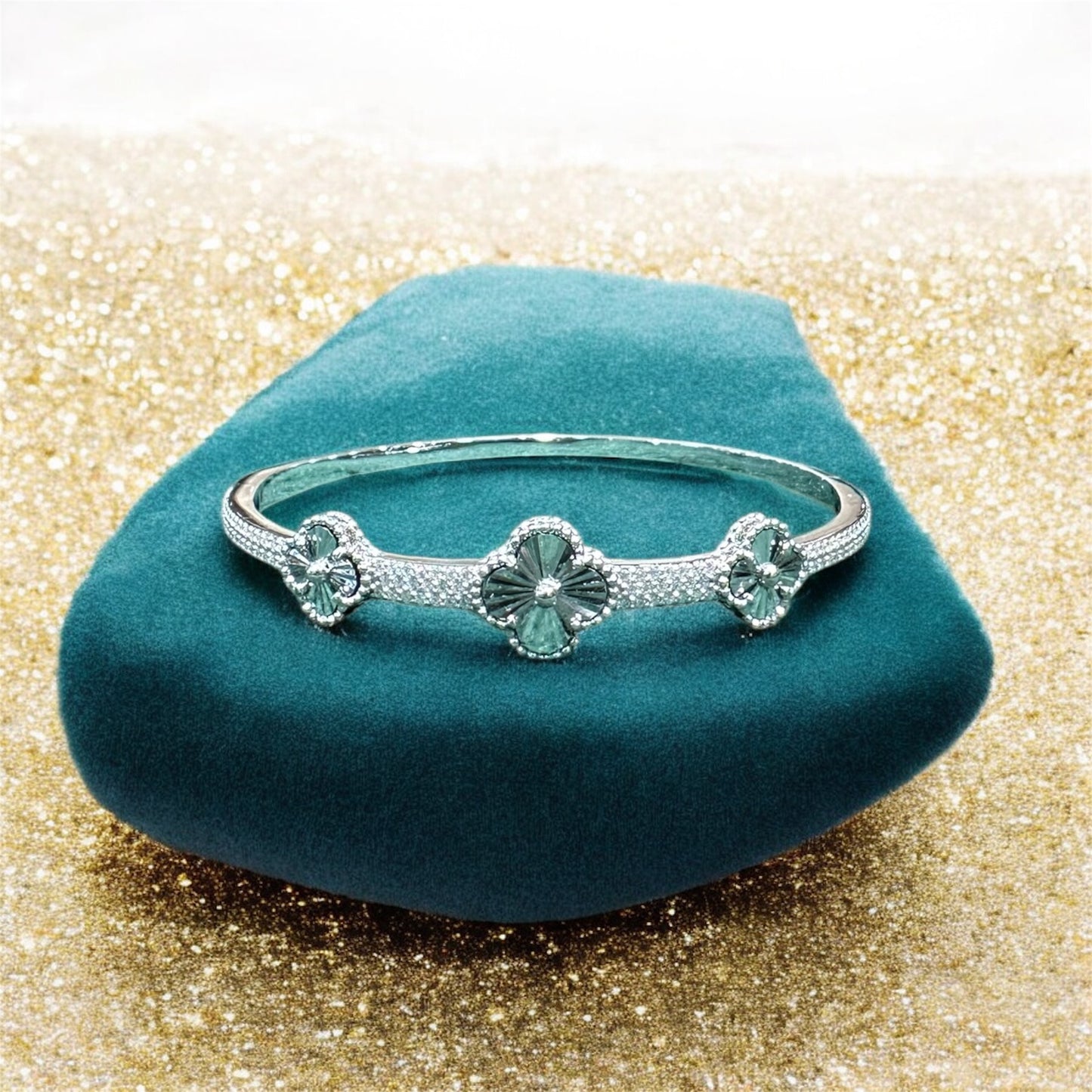 Serene Bloom Silver Bangle