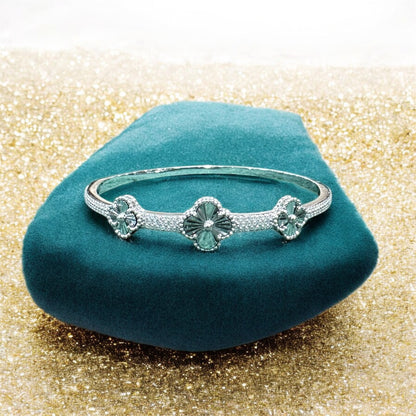Serene Bloom Silver Bangle