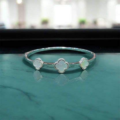 Serene Bloom Silver Bangle