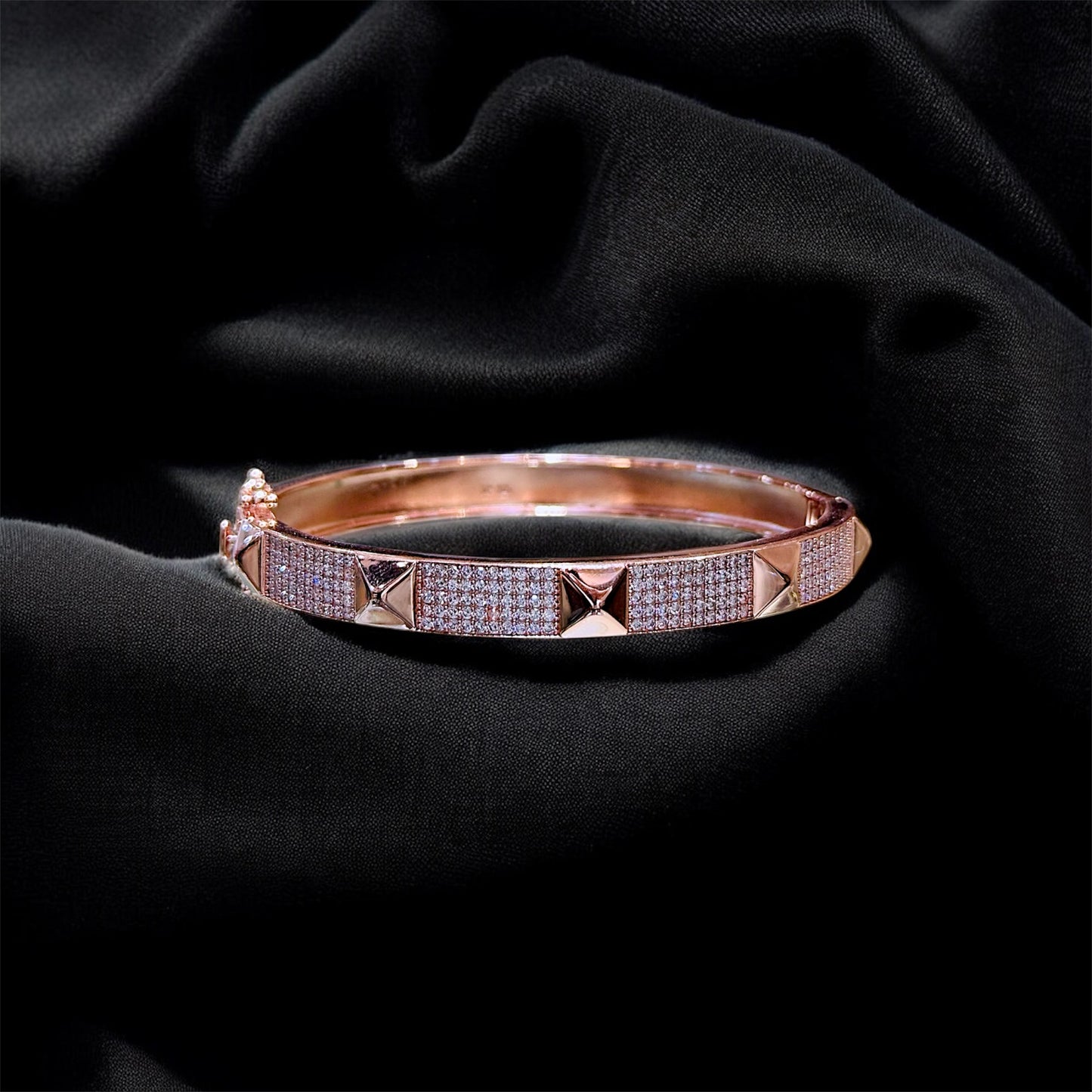 Aurevo Rose-Gold Signature Studded Bangle