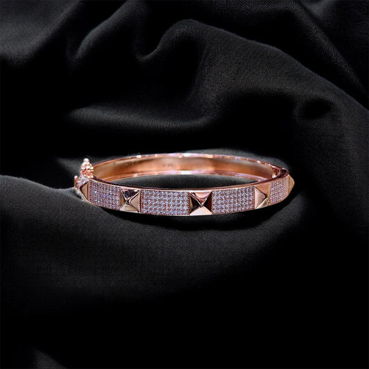 Aurevo Rose-Gold Signature Studded Bangle