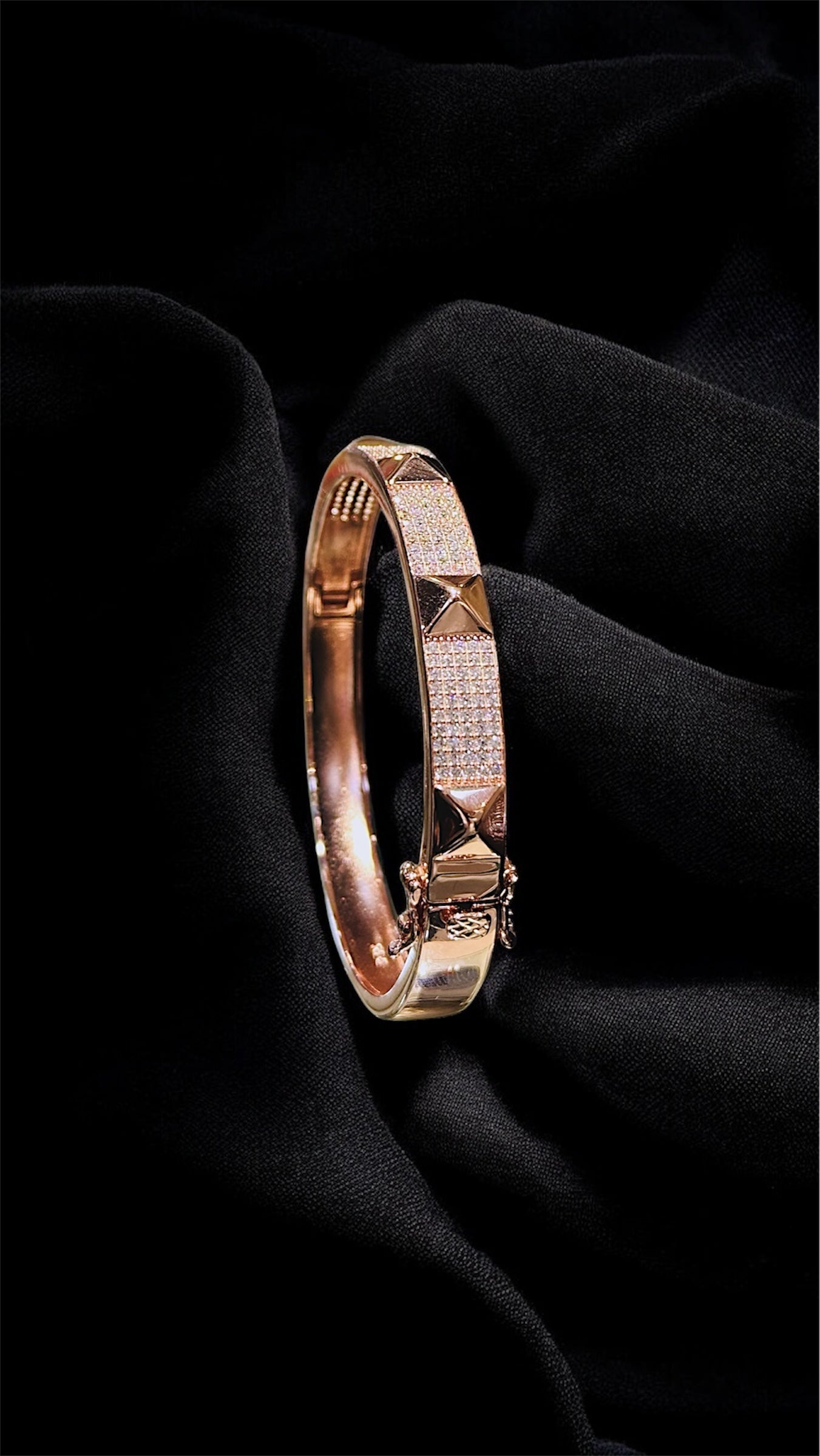 Aurevo Rose-Gold Signature Studded Bangle