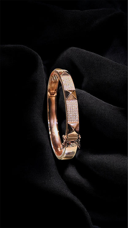 Aurevo Rose-Gold Signature Studded Bangle