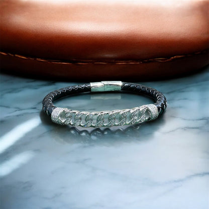 Valor Link Leather Bracelet