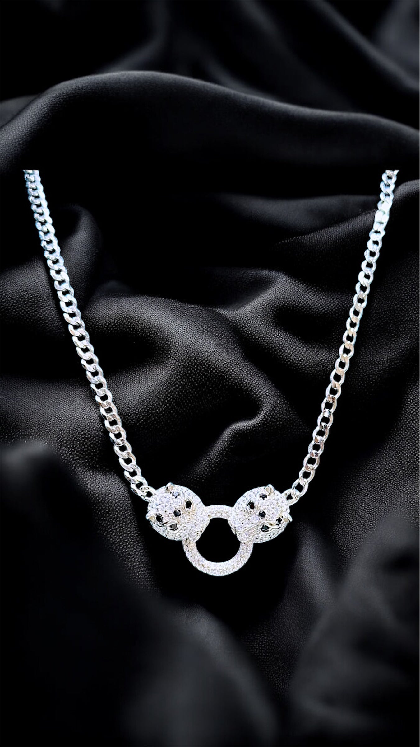 Twin Panther Embrace Chain Locket