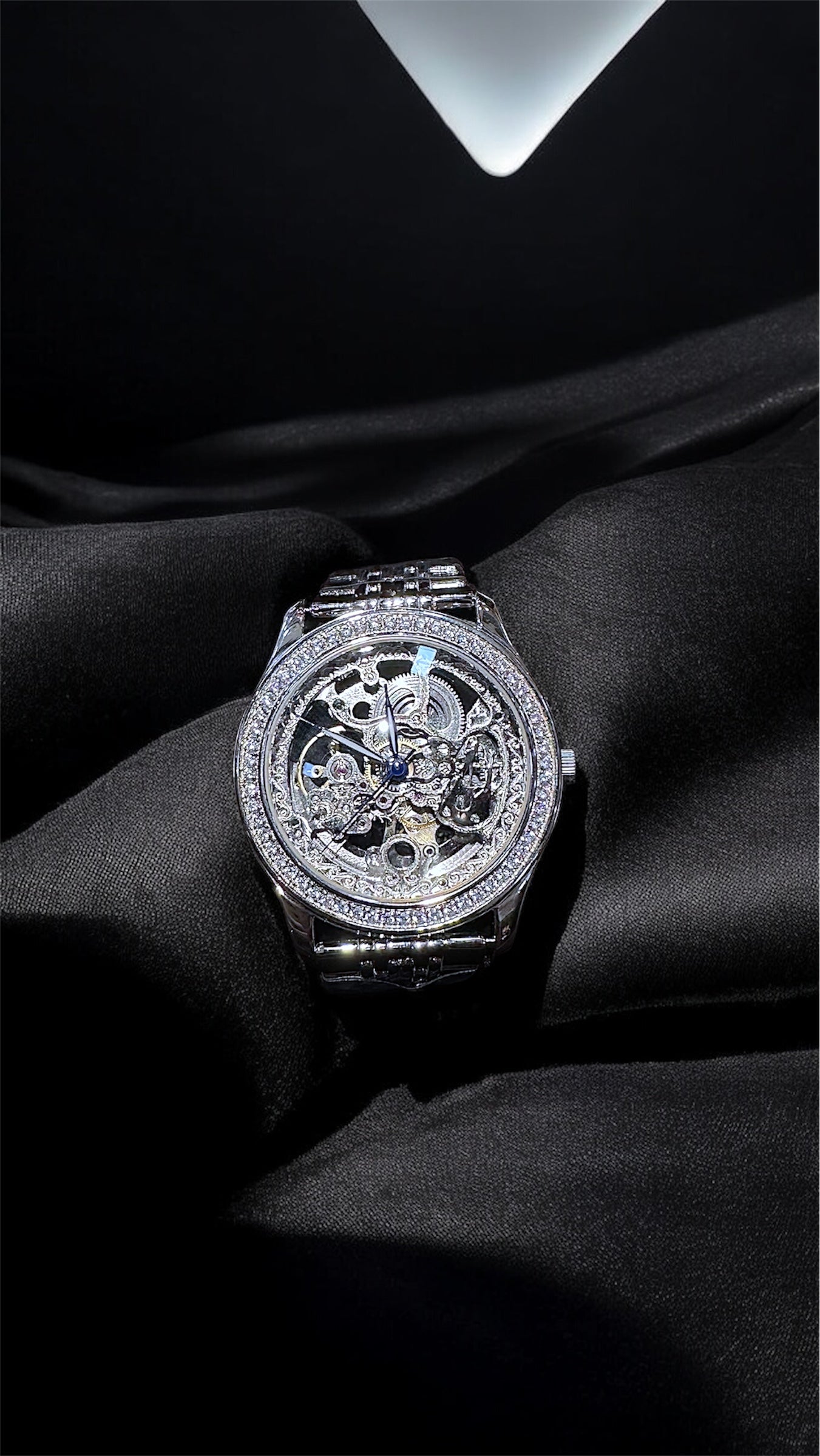 Pure Silver Skeleton Automatic Luxury Watch