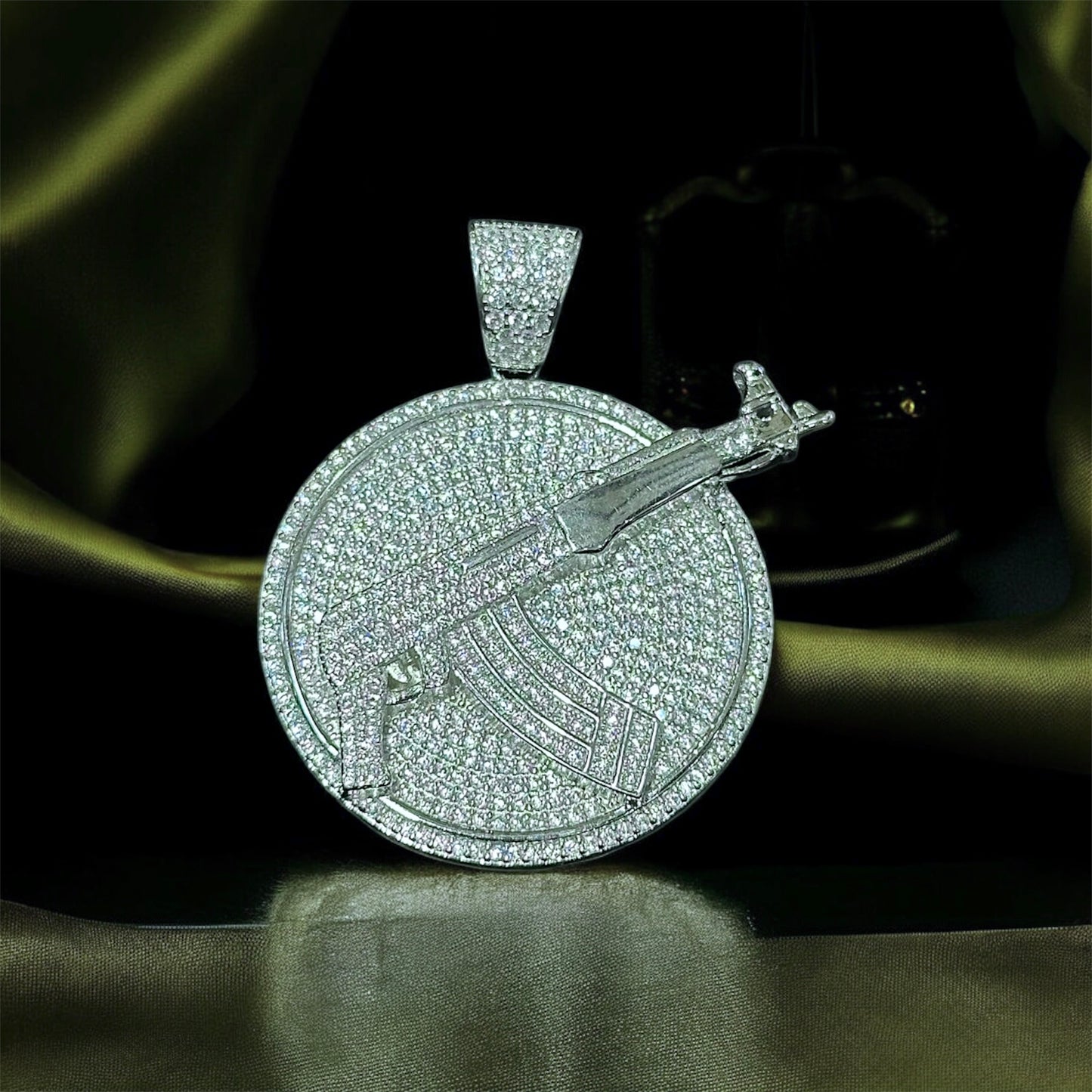 Full-Pave Rifle Medallion Pendant