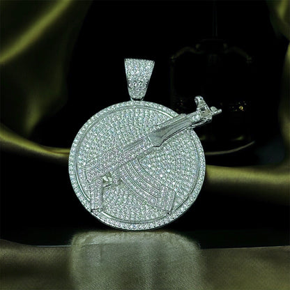 Full-Pave Rifle Medallion Pendant
