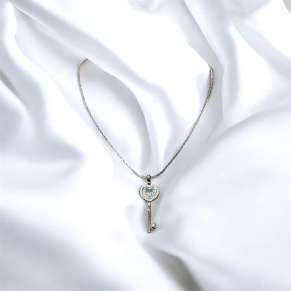 Heart-Key Sparkle Pendant