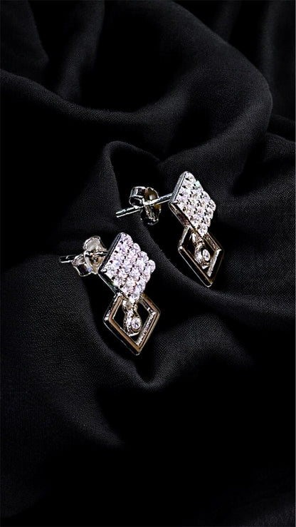 Geometric Spark Diamond Pendant & Earrings Set