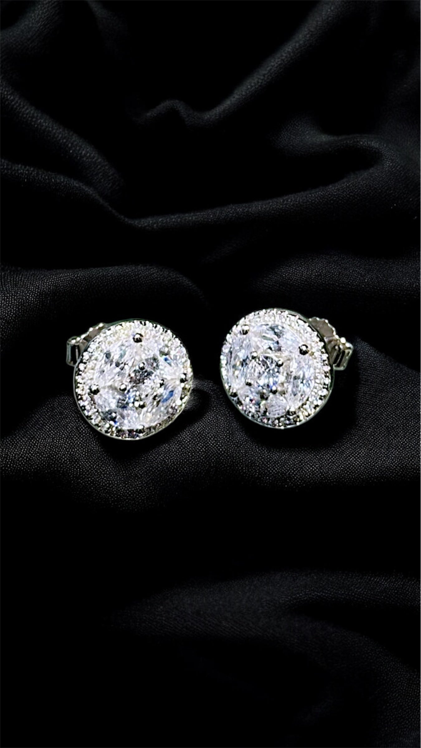 Luxe Round Halo Stud Earrings