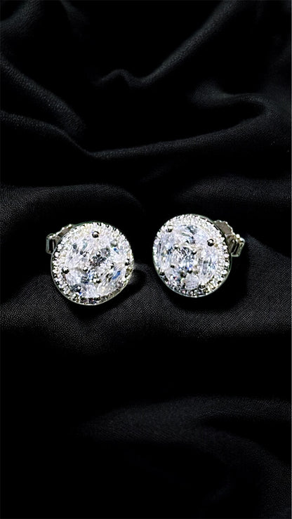 Luxe Round Halo Stud Earrings