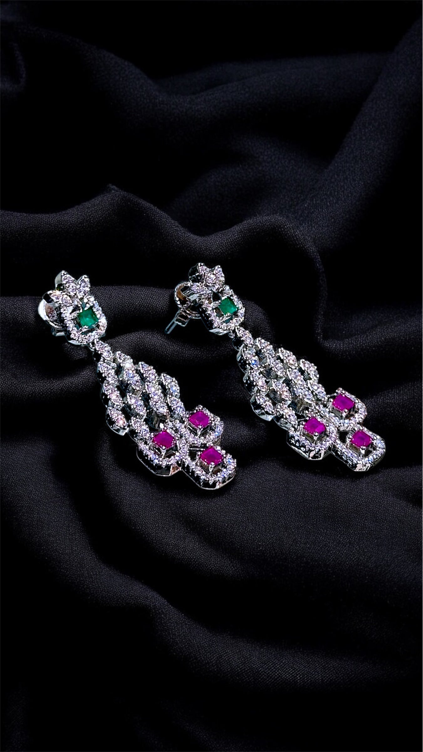 Royal Dual-Tone Ruby & Emerald Necklace Set