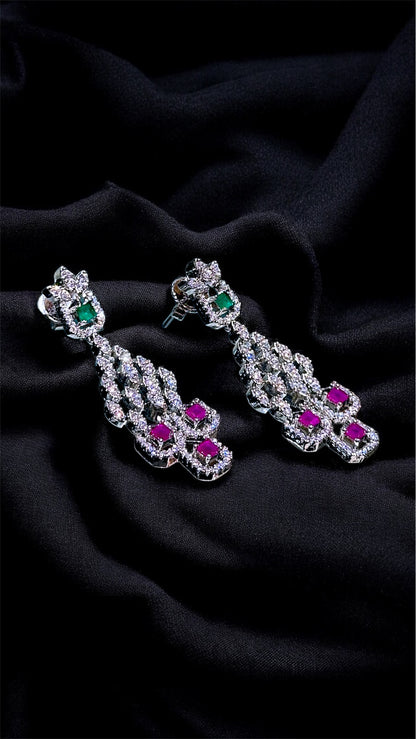 Royal Dual-Tone Ruby & Emerald Necklace Set