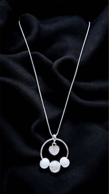 Silver Heart Orbit Pendant Chain