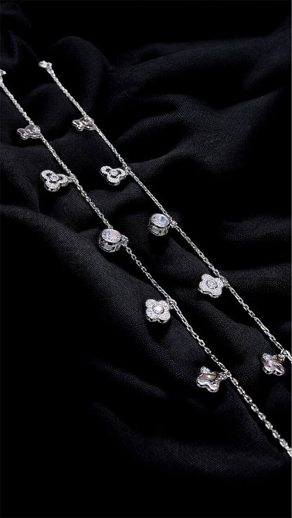 Sparkle Bloom Silver Anklet