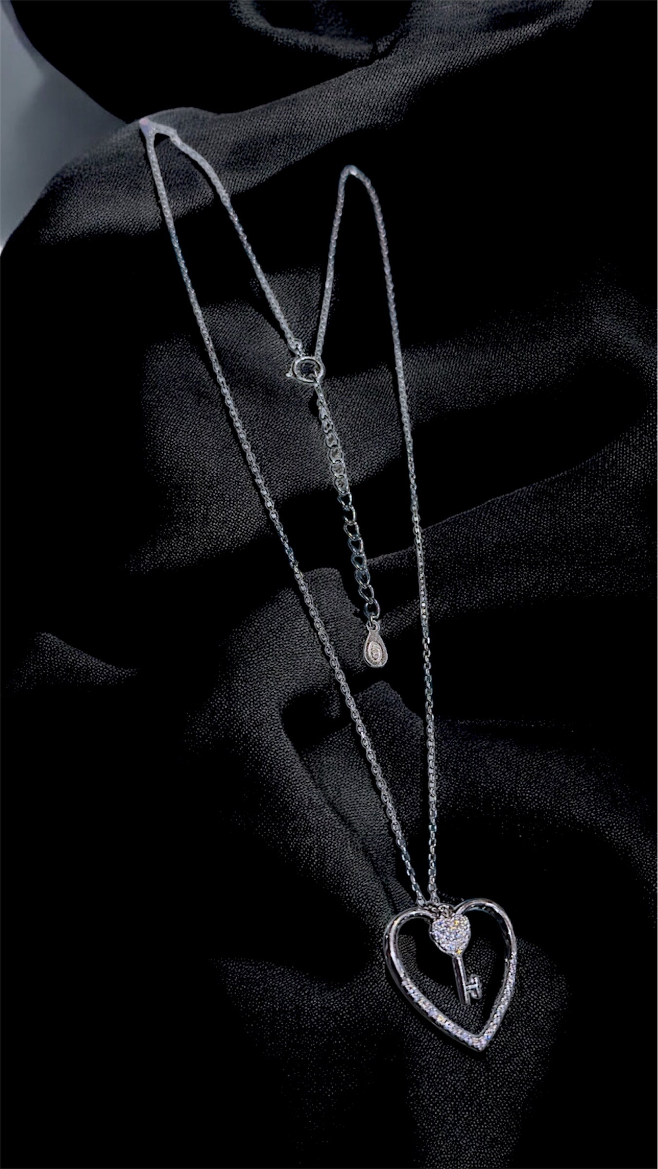 Heart & Key Lock Pendant Necklace