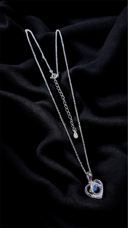 Eternal Sapphire Heart Pendant Necklace