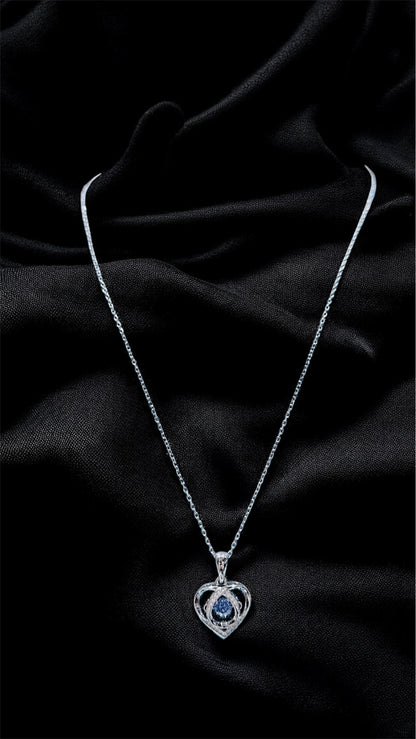 Eternal Sapphire Heart Pendant Necklace