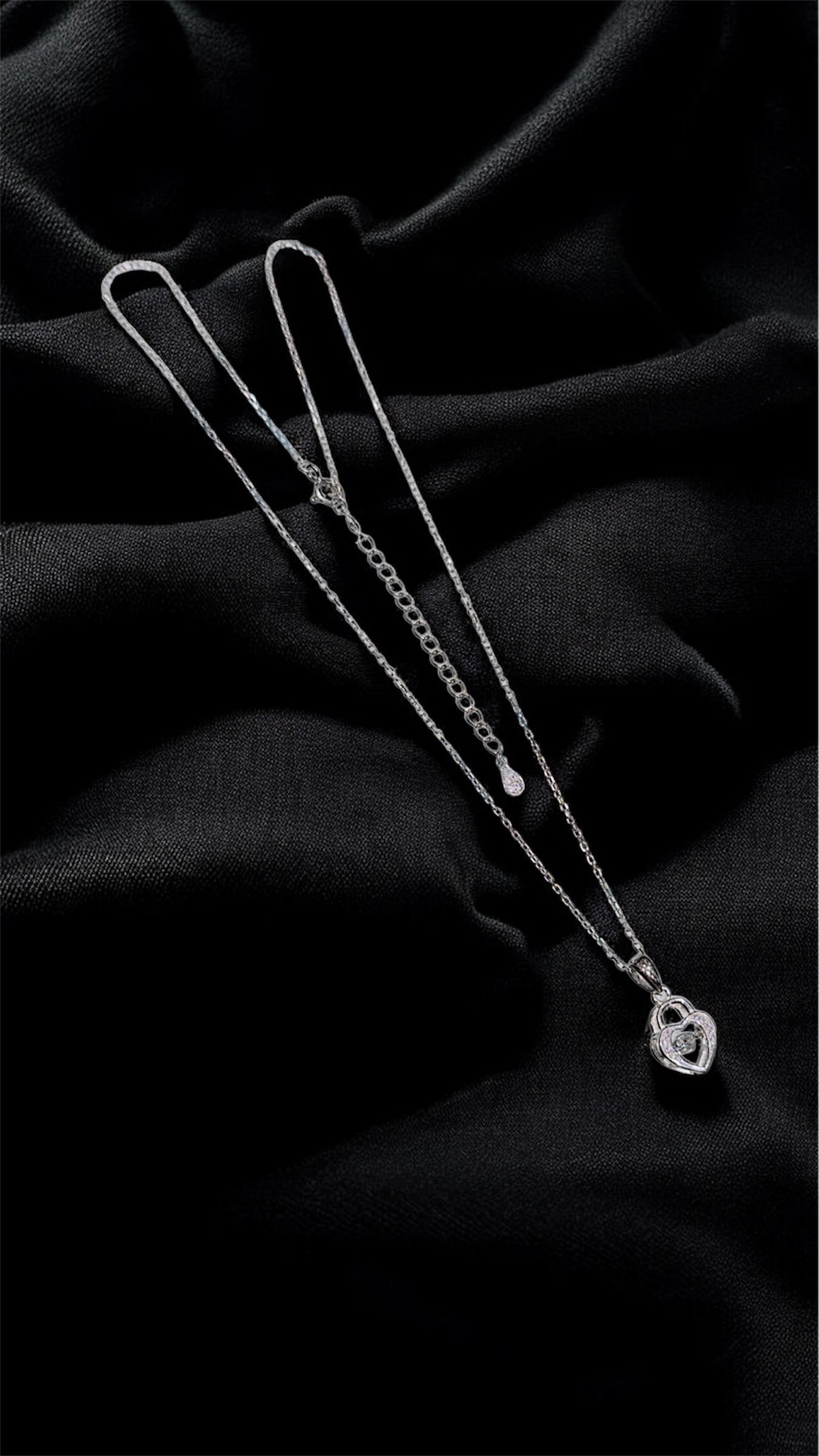 Silver Cubic Lock Charm Necklace