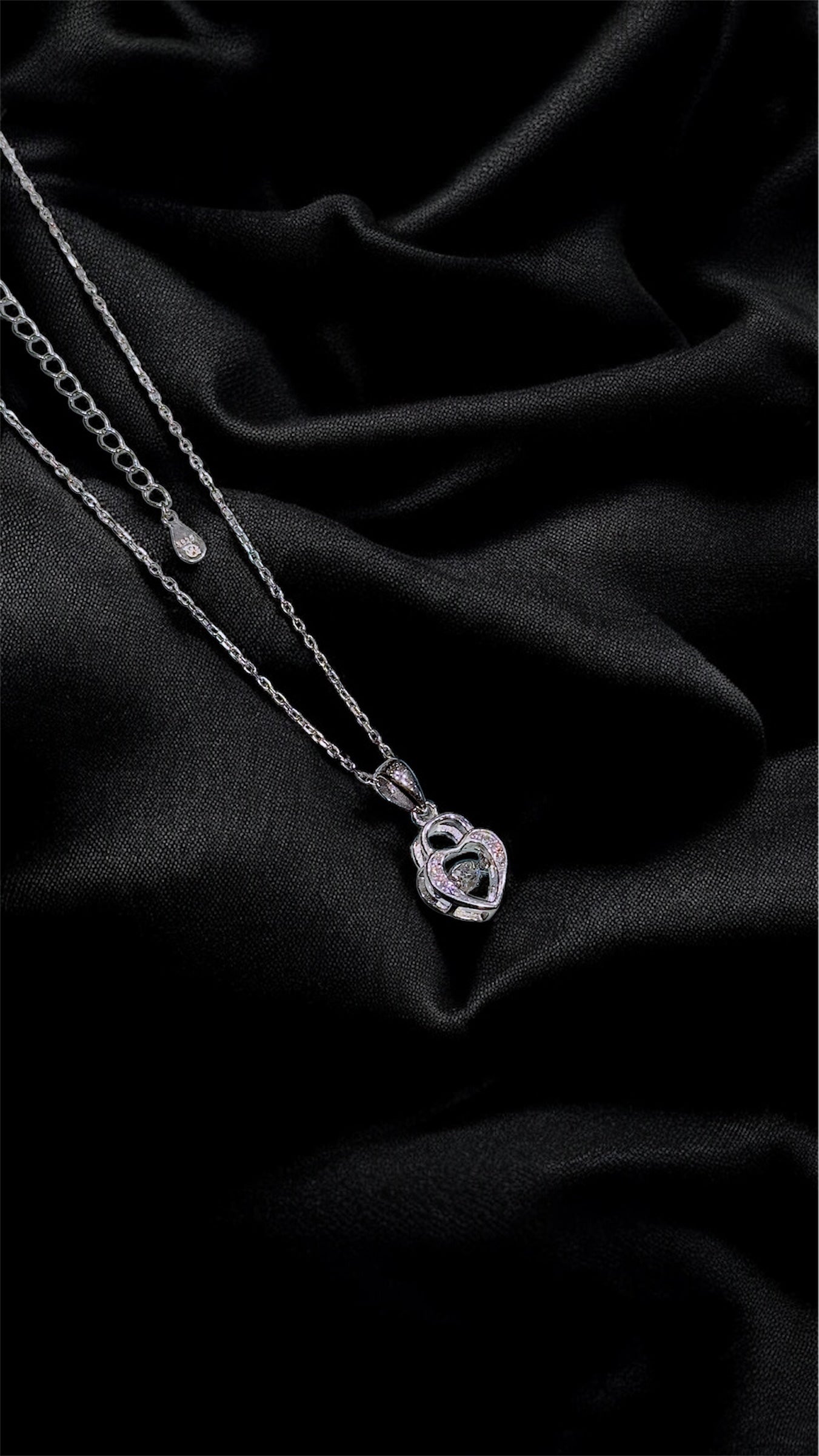 Silver Cubic Lock Charm Necklace