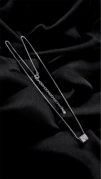 Radiant Cube Solitaire Pendant Necklace