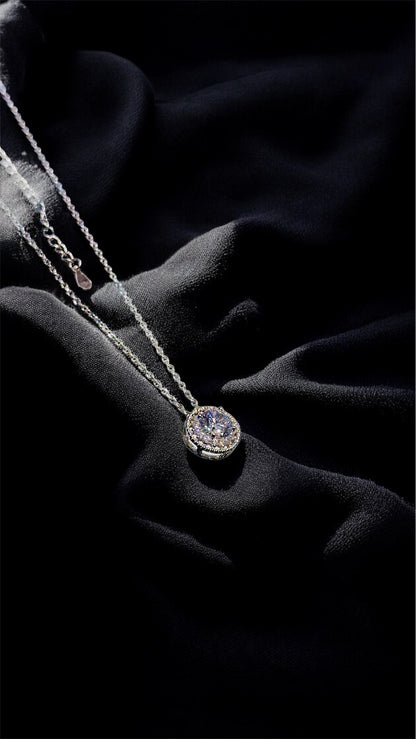 Halo Round Solitaire Necklace